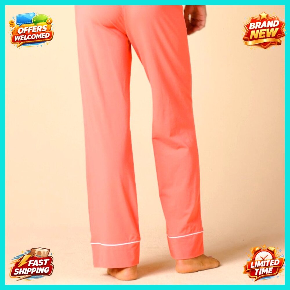 Cotton Modal Long Sleeve Pajama Set, Relaxed Fit, Button Front Top, Elastic - Picture 7 of 7